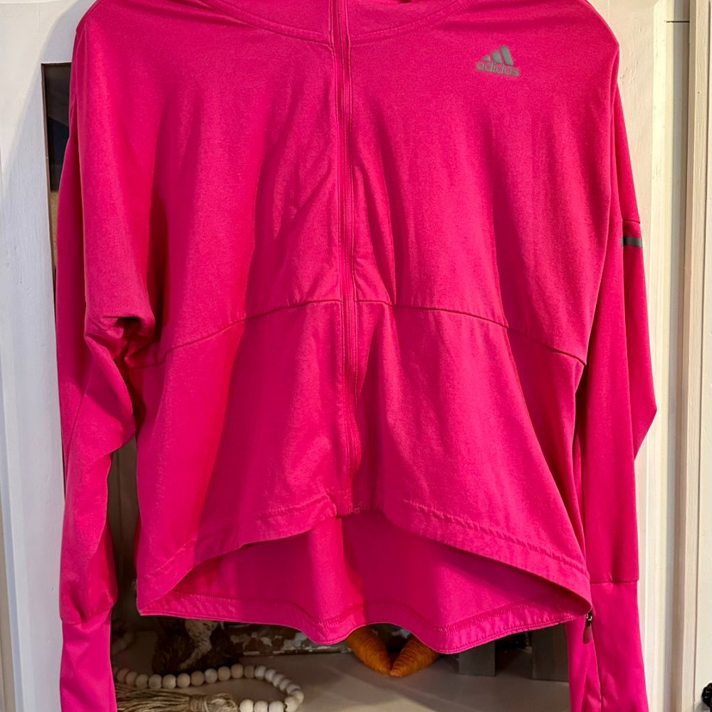 ADIDAS Running Crop Zip Up Hoodie